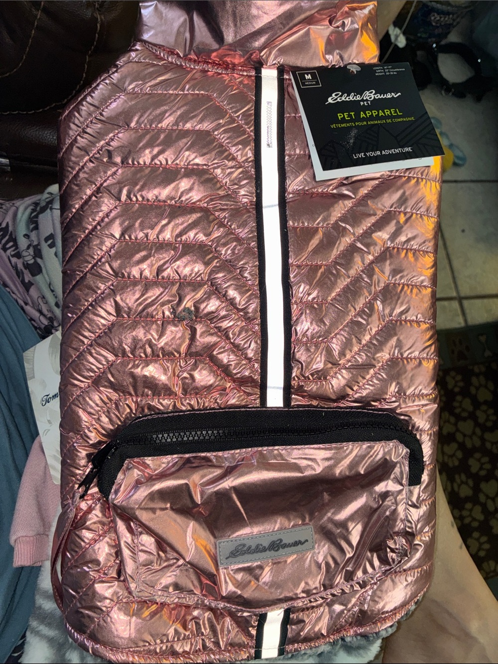 Eddie Bauer Rose Gold Quilted pet jacket